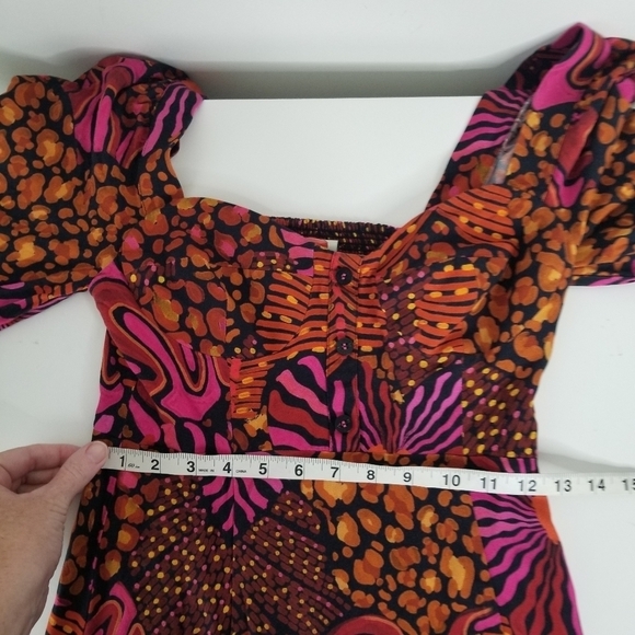 Farm Rio Leopard Hearts Long Sleeve Mini Dress Size XS Sweetheart Neckline - Picture 15 of 16